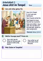 Vorschau - Arbeitsblätter - Die Witwe schenkt zwei Münzen | Religion Klasse 2 Arbeitsblätter | Evangelische Religionslehre | 10 Arbeitsblätter als PDF - Seite 1