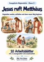 Vorschau - Arbeitsblätter - Jesus ruft Matthäus | Religion Klasse 2 Arbeitsblätter | Evangelische Religionslehre | 10 Arbeitsblätter als PDF - Deckblatt