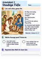 Vorschau - Arbeitsblätter - Jesus wäscht seinen Freunden die Füße | Religion Klasse 2 Arbeitsblätter | Evangelische Religionslehre | 10 Arbeitsblätter als PDF - Seite 2