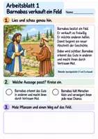 Vorschau - Arbeitsblätter - Barnabas macht anderen Mut | Religion Klasse 2 Arbeitsblätter | Evangelische Religionslehre | 10 Arbeitsblätter als PDF - Seite 1