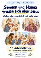 Vorschau - Arbeitsblätter - Simeon und Hanna freuen sich über Jesus | Religion Klasse 2 Arbeitsblätter | Evangelische Religionslehre | 10 Arbeitsblätter als PDF - Deckblatt