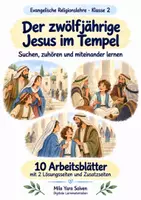 Vorschau - Arbeitsblätter - Der zwölfjährige Jesus im Tempel | Religion Klasse 2 Arbeitsblätter | Evangelische Religionslehre | 10 Arbeitsblätter als PDF - Deckblatt