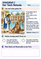 Vorschau - Arbeitsblätter - Jesus hilft einem Mann am Teich | Religion Klasse 2 Arbeitsblätter | Evangelische Religionslehre | 10 Arbeitsblätter als PDF - Seite 1