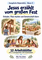 Vorschau - Arbeitsblätter - Jesus erzählt vom großen Fest | Religion Klasse 2 Arbeitsblätter | Evangelische Religionslehre | 10 Arbeitsblätter als PDF - Deckblatt