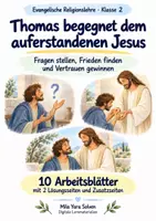 Vorschau - Arbeitsblätter - Thomas begegnet dem auferstandenen Jesus | Religion Klasse 2 Arbeitsblätter | Evangelische Religionslehre | 10 Arbeitsblätter als PDF - Deckblatt