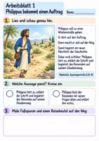 Vorschau - Arbeitsblätter - Philippus erklärt die gute Nachricht | Religion Klasse 2 Arbeitsblätter | Evangelische Religionslehre | 10 Arbeitsblätter als PDF - Seite 1