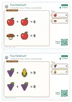 Vorschau - Arbeitsblätter - Rechenrätsel Herbst Klasse 2 – Kiras Herbstmarkt | 21 Knobelkarten mit QR-Code + Tafel-App | Symbolrätsel, Plus & Minus bis 10 - Seite 3