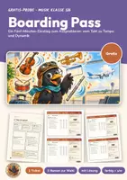 Vorschau - Arbeitsblätter - Stundeneinstieg Musik 5/6 gratis | 5-Minuten-Ticket mit Lösung | Takt, Tempo, Dynamik | Boarding Pass - Deckblatt