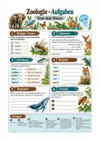 Vorschau - Arbeitsblätter - Zoologie, Wirbeltierklassen, Säugetiere Übersicht + Aufgaben – Biologie Sek I Klasse 5-7 - Seite 1