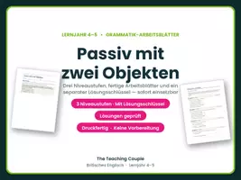 Vorschau - Arbeitsblätter - Passiv mit zwei Objekten – Übungen - Deckblatt