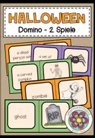 Vorschau - Spiele - Halloween – Englisch, Domino Spiel, Halloween Wortschatz, Vocabulary, Begriffe lernen, Englischunterricht | Lernspiel, Kartenspiel, Klasse 4, 5, Grundschule, Sekundarstufe - Deckblatt