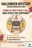 Vorschau - Aufgabenkarten - Englisch : Halloween Locked-Room Mystery (B1) – Krimi- Lesetext & Sprechanlass l (45 Min. Lesson) - Ready use mit Handreichung - Deckblatt