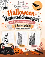 Vorschau - Mal- und Bastelvorlagen - Halloween-Rasterzeichnungen – Zeichnen nach Raster in 3 Schwierigkeitsstufen - Deckblatt
