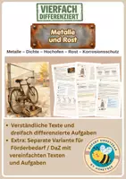Vorschau - Unterrichtsreihen - Metalle und Rost: Dichte, Hochofen, Rosten, Korrosionsschutz – Chemie Klasse 8 bis 9 - vierfach differenziert inkl. eigener Förderversion / DaZ-Version - Deckblatt