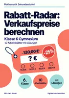 Vorschau - Arbeitsblätter - Rabatt-Radar: Verkaufspreise berechnen Klasse 6 Gymnasium | Mathematik Sekundarstufe I | 10 Arbeitsblätter mit Lösungen als PDF - Deckblatt