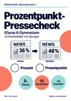 Vorschau - Arbeitsblätter - Prozentpunkt-Pressecheck Klasse 6 Gymnasium | Mathematik Sekundarstufe I | 10 Arbeitsblätter mit Lösungen als PDF - Deckblatt