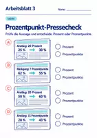 Vorschau - Arbeitsblätter - Prozentpunkt-Pressecheck Klasse 6 Gymnasium | Mathematik Sekundarstufe I | 10 Arbeitsblätter mit Lösungen als PDF - Seite 3