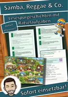 Vorschau - Arbeitsblätter - Samba, Reggae & Co. – Musik aus Lateinamerika und der Karibik – Lesespurgeschichte mit Rätselaufgaben (Klasse 8) - Deckblatt
