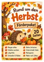 Vorschau - Arbeitsblätter - Rund um den Herbst – 20 Arbeitsblätter | Vorschule, Zahlen, Schneiden & Feinmotorik - Deckblatt