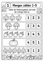 Vorschau - Arbeitsblätter - Rund um den Herbst – 20 Arbeitsblätter | Vorschule, Zahlen, Schneiden & Feinmotorik - Seite 1