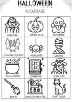 Aperçu - Feuilles d'exercices - halloween - vocabulaire - lettres manquantes - dictée muette - Page de couverture
