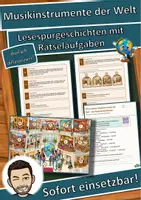 Vorschau - Arbeitsblätter - Musikinstrumente der Welt – eine Reise durchs Museum – Lesespurgeschichte mit Rätselaufgaben (Klasse 3) - Deckblatt