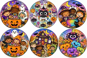 Vorschau - Mal- und Bastelvorlagen - 18 Halloween-Mandalas (mini) und 4 Happy Halloween Karten - Seite 1