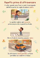 anteprima - Materiale di supporto/inclusione - Storie Sociali - Sicurezza Stradale. 5 storie su attraversare la strada, il semaforo e le strisce pedonali, per BES, DSA e autismo - Pagina 2