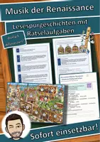 Vorschau - Arbeitsblätter - Musik der Renaissance – Notendruck, Madrigal und Hoftanz – Lesespurgeschichte mit Rätselaufgaben (Klasse 7) - Deckblatt