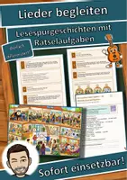 Vorschau - Mal- und Bastelvorlagen - Lieder begleiten – mit Akkorden, Bass und Rhythmus – Lesespurgeschichte mit Rätselaufgaben (Klasse 7) - Deckblatt