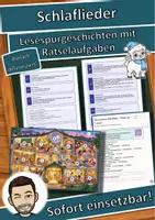 Vorschau - Arbeitsblätter - Schlaflieder – Musik zum Träumen – Lesespurgeschichte mit Rätselaufgaben (Klasse 1) - Deckblatt
