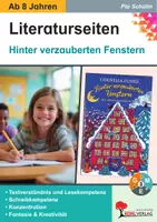 Vorschau - Unterrichtsreihen - Hinter verzauberten Fenstern Literaturseiten | Lektürebegleiter, Textarbeit, Kapitelarbeit, Weihnachten, Leseverständnis, Grammatik | Deutsch Grundschule Sekundarstufe Klasse 3-6 Lösungen - Deckblatt
