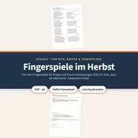 Vorschau - Lehrpläne/Lehrermaterial - Fingerspiele Herbst Kita – 4 Verse kostenlos (Freebie) - Deckblatt