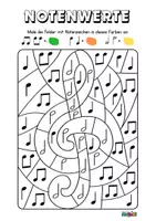 Vorschau - Arbeitsblätter - Violinschlüssel Notenwerte Musik - Malen nach Noten - Seite 1