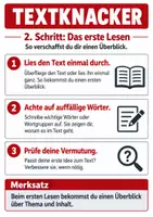 Vorschau - Poster - 🔴 Textknacker – Lesestrategie in 4 einfachen Schritten 📖🔍 - Seite 1