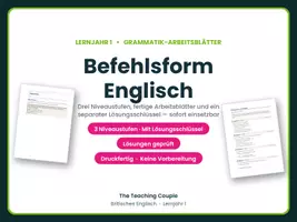 Vorschau - Arbeitsblätter - Befehlsform Englisch – Arbeitsblätter - Deckblatt
