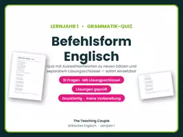 Vorschau - Quiz - Befehlsform Englisch – Quiz mit Lösungen - Deckblatt