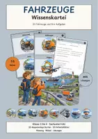 Vorschau - Arbeitsblätter - Fahrzeuge Wissenskartei Sachunterricht Lesekartei Arbeitsblätter Stationenlernen mit Lösungen - Deckblatt