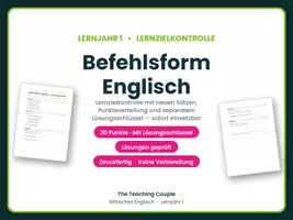 Vorschau - Test - Befehlsform Englisch – Lernzielkontrolle - Deckblatt