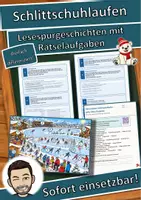 Vorschau - Mal- und Bastelvorlagen - Schlittschuhlaufen – sicher übers Eis gleiten – Lesespurgeschichte mit Rätselaufgaben (Klasse 6) - Deckblatt