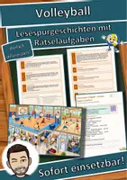Vorschau - Arbeitsblätter - Volleyball – pritschen, baggern, schmettern – Lesespurgeschichte mit Rätselaufgaben (Klasse 8) - Deckblatt