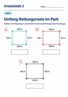 Vorschau - Arbeitsblätter - Umfang-Rettungsroute im Park Klasse 6 Gymnasium | Mathematik Sekundarstufe I | 10 Arbeitsblätter mit Lösungen als PDF - Seite 2