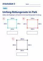 Vorschau - Arbeitsblätter - Umfang-Rettungsroute im Park Klasse 6 Gymnasium | Mathematik Sekundarstufe I | 10 Arbeitsblätter mit Lösungen als PDF - Seite 3