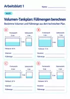 Vorschau - Arbeitsblätter - Volumen-Tankplan: Füllmengen berechnen Klasse 6 Gymnasium | Mathematik Sekundarstufe I | 10 Arbeitsblätter mit Lösungen als PDF - Seite 1