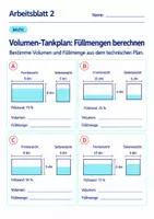 Vorschau - Arbeitsblätter - Volumen-Tankplan: Füllmengen berechnen Klasse 6 Gymnasium | Mathematik Sekundarstufe I | 10 Arbeitsblätter mit Lösungen als PDF - Seite 2