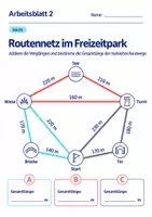 Vorschau - Arbeitsblätter - Routennetz im Freizeitpark Klasse 6 Gymnasium | Mathematik Sekundarstufe I | 10 Arbeitsblätter mit Lösungen als PDF - Seite 2