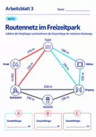 Vorschau - Arbeitsblätter - Routennetz im Freizeitpark Klasse 6 Gymnasium | Mathematik Sekundarstufe I | 10 Arbeitsblätter mit Lösungen als PDF - Seite 3