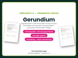 Vorschau - Aufgabenkarten - Gerundium – Aufgabenkarten mit Lösungen - Deckblatt