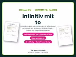 Vorschau - Aufgabenkarten - Infinitiv mit to – Aufgabenkarten Englisch - Deckblatt