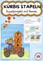 Vorschau - Mal- und Bastelvorlagen - Herbst Kunstprojekt mit Namen Kürbiswagen mit Anleitung - Deckblatt